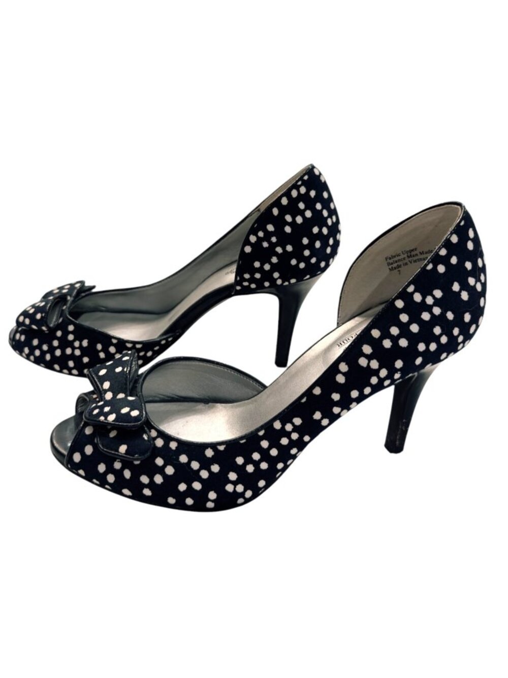 Coach and Four Women's Black White Polka Dot Peep Toe Heels Bow Size 7